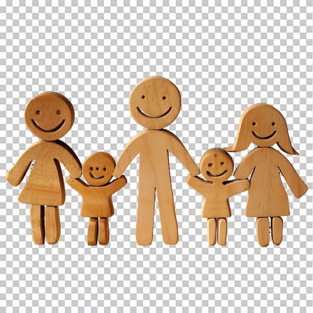 PSD stick figure family holding hands against transparent background generated by ai