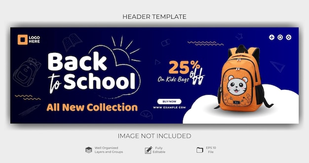 Vector back to school social media header template