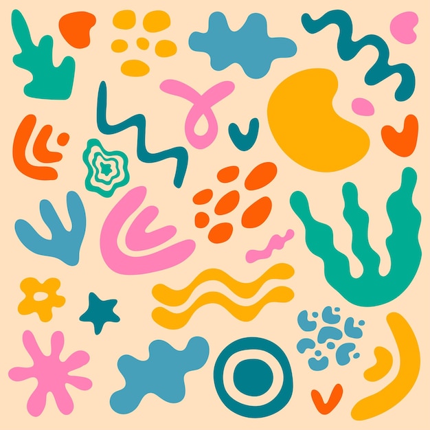 Vector big set of hand drawn various colorful shapes and doodle objects