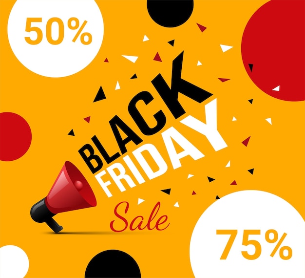 Bright and colorful black friday advertisement flyer design with text