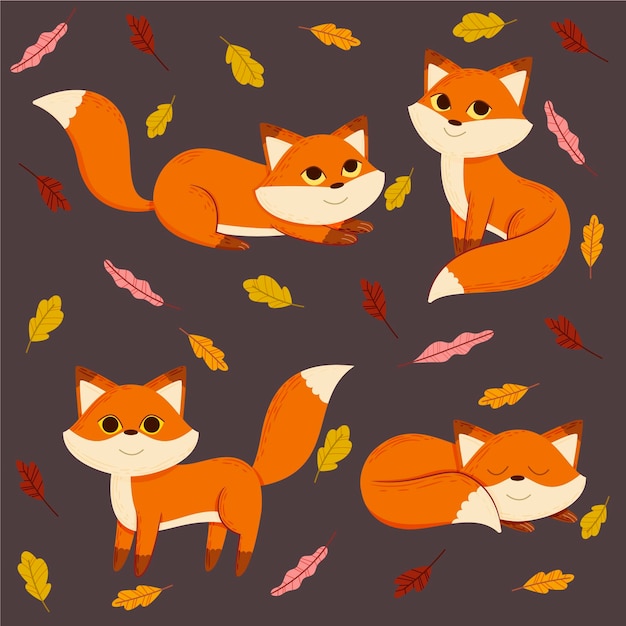 Premium Vector | Cartoon autumn animals collection