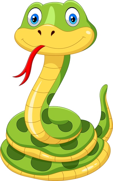 cute green snake cartoon