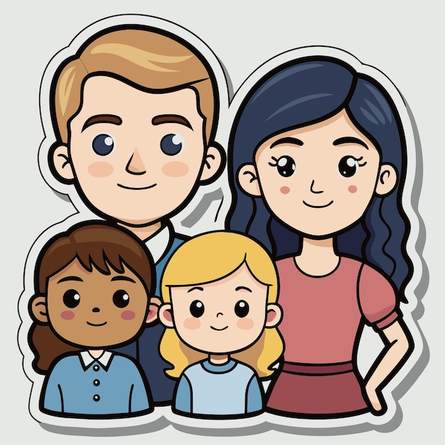 Vector a family picture with children and a picture of a girl with the word quot the quot family quot