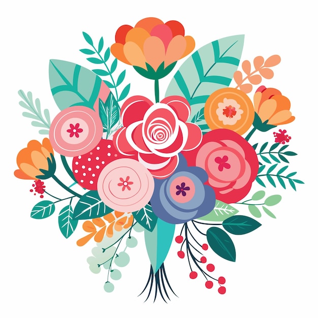 Vector a floral bouquet with a ribbon design wedding holiday and others