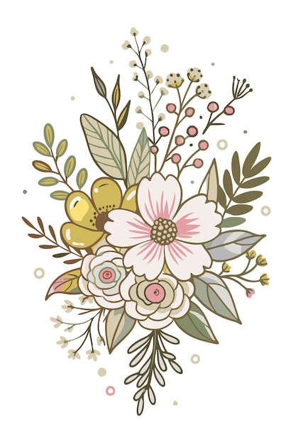 Vector a floral drawing with a flower and a card that says easter