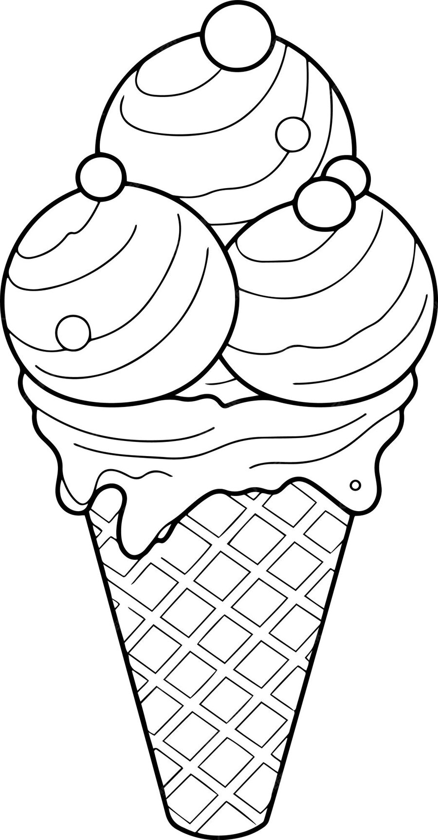 Premium Vector | Ice cream vector illustration black and white outline ...