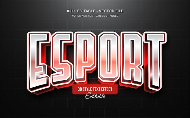 Vector red esport team 3d text effect editable