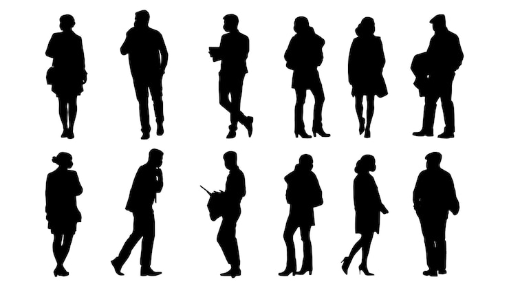 Premium Vector | Set of silhouettes of men and a women a group of ...