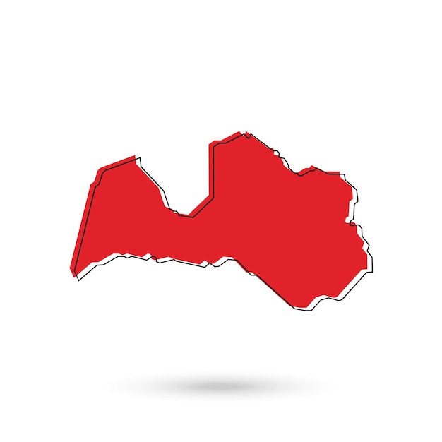 Vector Illustration of the red Map of Latvia on White Background