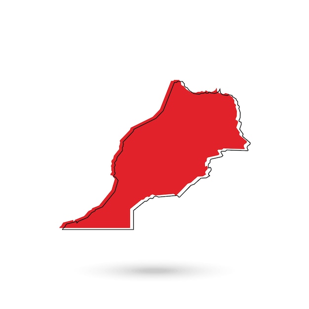 Vector Illustration of the red Map of Morocco on White Background