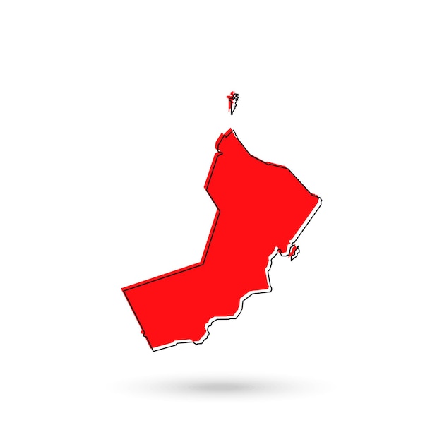 Vector Illustration of the red Map of Oman on White Background