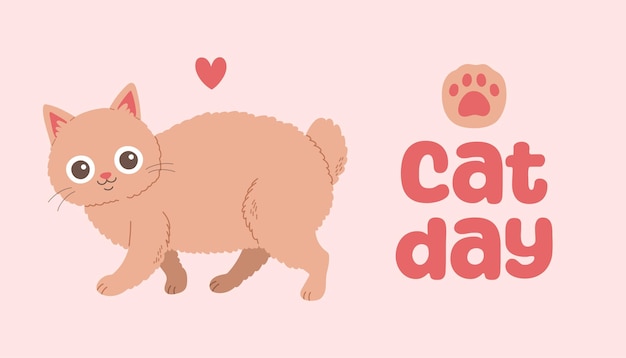 World Cat Day concept. Cat day in Russia. Holiday concept. Template for background, Web banner, card