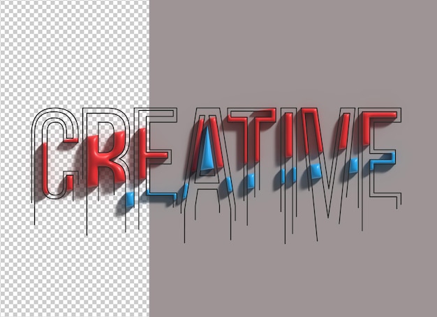 PSD gratuito lettering creativo 3d line art design trasparente del carattere psd