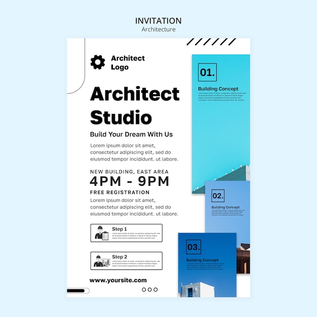 PSD gratuito modello di architettura dal design piatto