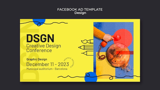 PSD gratuito modello di facebook di concetto di design