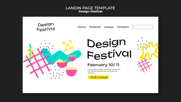 PSD gratuito modello di pagina di destinazione del festival di design