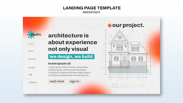 PSD gratuito pagina di destinazione del progetto di architettura