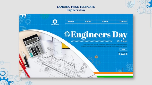PSD gratuito progettazione della pagina di destinazione del giorno degli ingegneri
