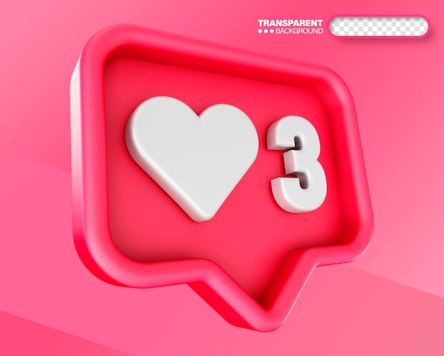 PSD gratuito psd 3d render social media icona del cuore isolata