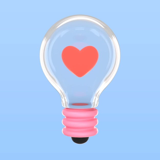 PSD gratuito rendering 3d dell'icona della lampadina di san valentino