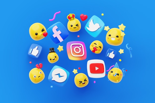 PSD gratuito sfondo di social media con emoji