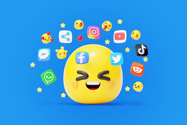 PSD gratuito sfondo di social media con emoji