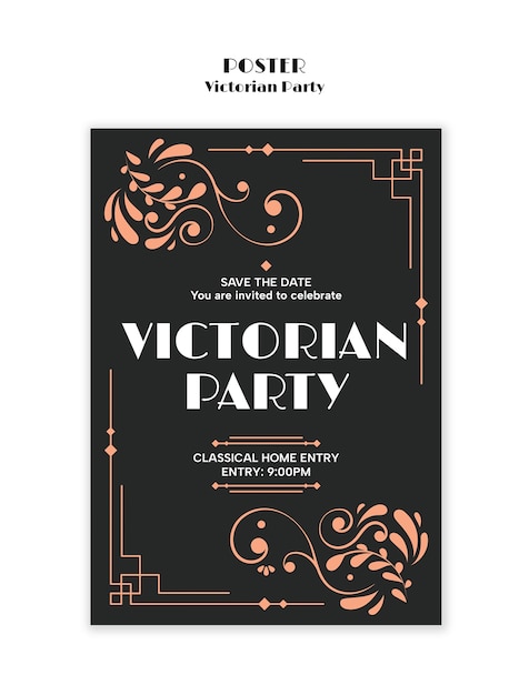 PSD gratuit modèle de conception de fête victorienne