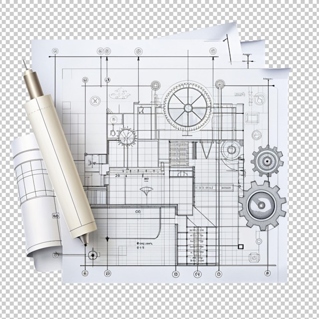 PSD piano tecnico abstract progetto ingegneristico per l'uso isolato su sfondo trasparente