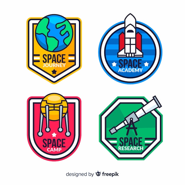 Belle collection de badge de l&#39;espace dessiné à la main