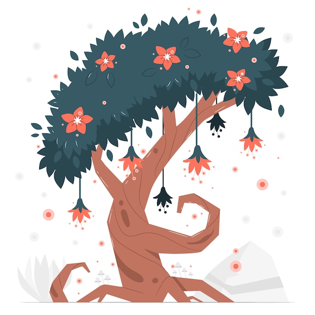 Vecteur gratuit illustration de concept d'arbre magique