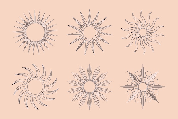 Vecteur gratuit illustration de contour de soleil dessiné à la main