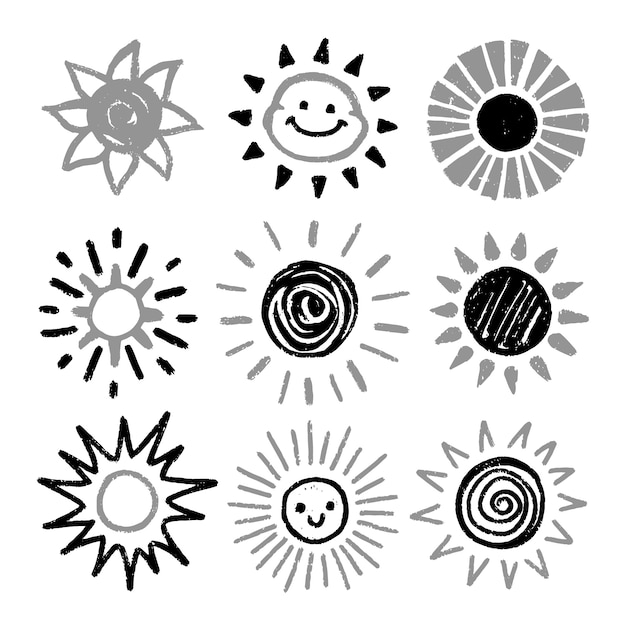 Vecteur gratuit illustration de dessin soleil dessiné à la main