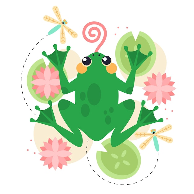 Vecteur gratuit illustration de grenouille adorable design plat