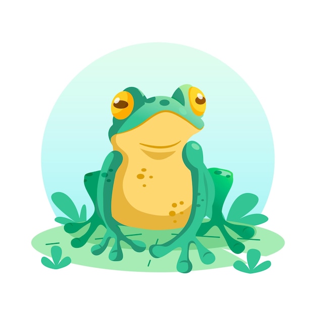 Vecteur gratuit illustration de grenouille adorable plat organique