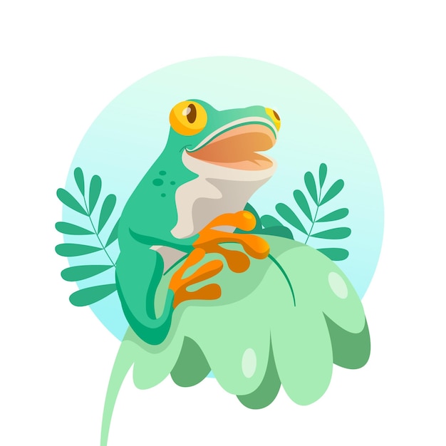 Vecteur gratuit illustration de grenouille adorable plat organique