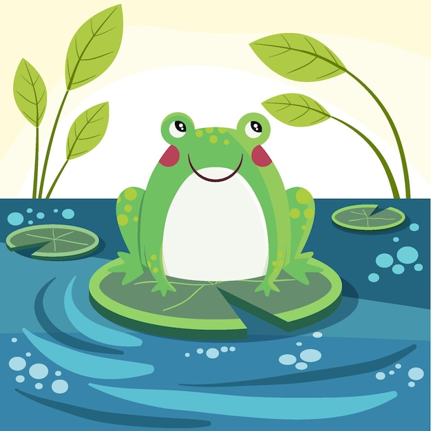 Vecteur gratuit illustration de grenouille adorable plat organique