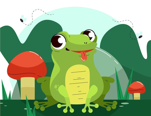 Vecteur gratuit illustration de grenouille design plat mignon