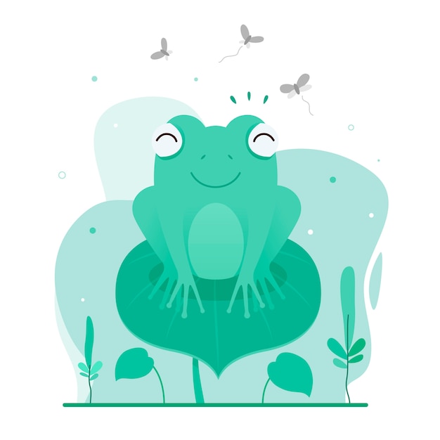 Vecteur gratuit illustration de grenouille design plat mignon