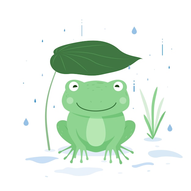 Vecteur gratuit illustration de grenouille design plat mignon