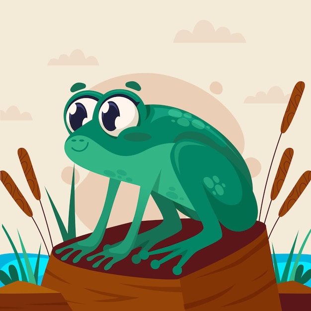 Vecteur gratuit illustration de grenouille de dessin animé mignon