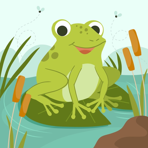 Vecteur gratuit illustration de grenouille mignonne design plat