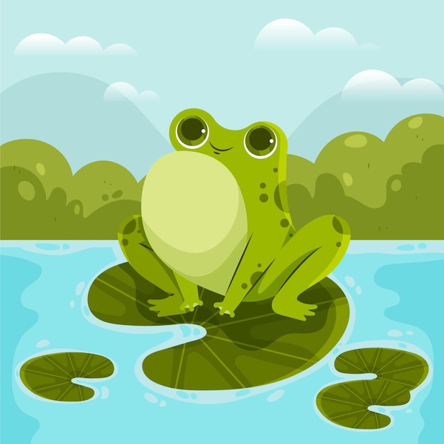 Vecteur gratuit illustration de grenouille smiley dessin animé