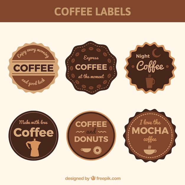 Six étiquettes pour café