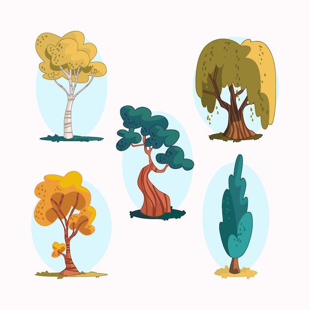 Vecteur gratuit type d'arbres dessinés à la main