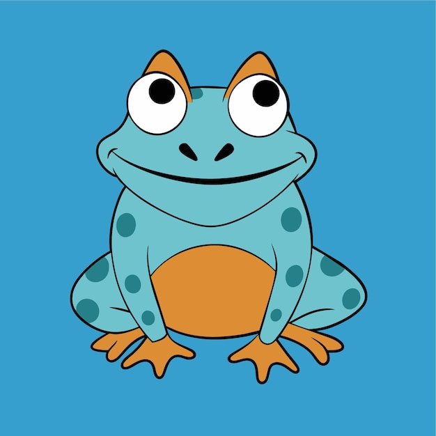 Vecteur un dessin animé d'une grenouille avec un fond bleu