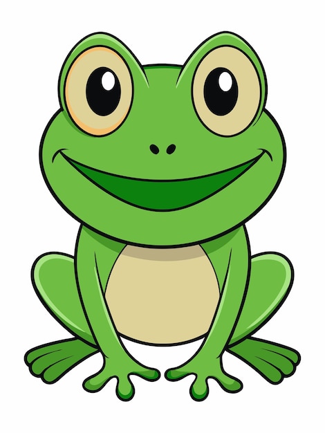 Vecteur un dessin animé d'une grenouille avec un sourire dessus