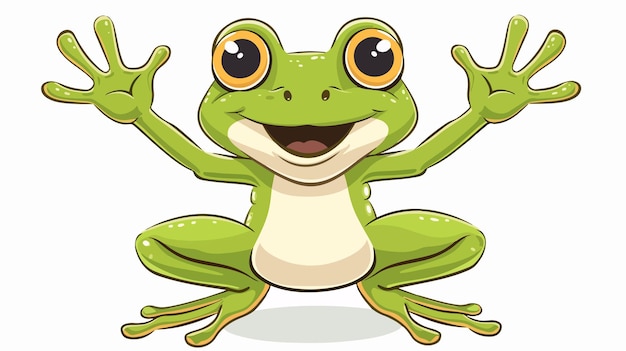 Vecteur un dessin animé d'une grenouille avec un sourire sur le visage