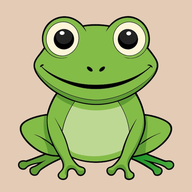 Vecteur un dessin animé d'une grenouille avec des yeux verts et un œil noir