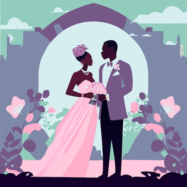 Vecteur illustration vectorielle du mariage africain