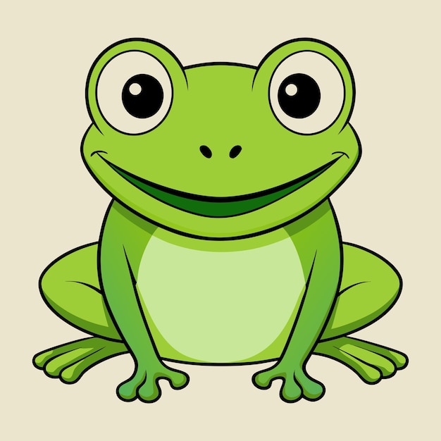 Vecteur une image de dessin animé d'une grenouille avec des yeux verts et un fond jaune